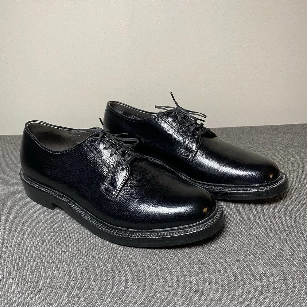 Vintage Sears Derby Blucher Dress Shoe Size 8.5 EE Black Pebbled 74668